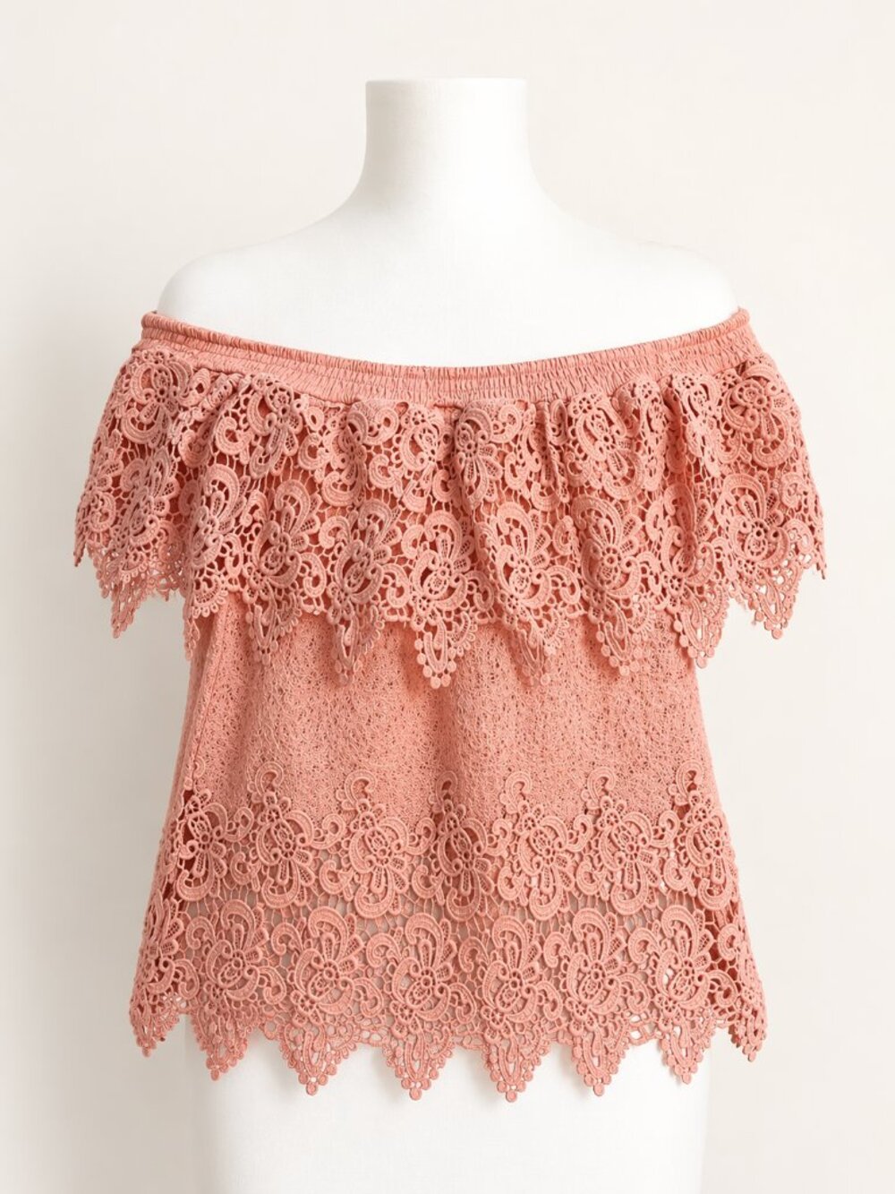 Pastel All Lace Top Size Medium Color Peach EUC